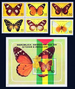 Sao Tome and Principe 1979 Mi#561/566+Bl.32 BUTTERFLIES Set (6)+1S/S MNH