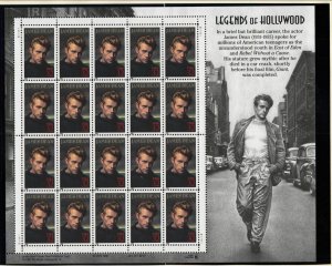 1996 James Dean actor Sc 3082 MNH full 32c sheet of 20 Legends of Hollywood