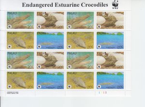 1994 Palau WWF Crocodile FS (Scott 323) MNH