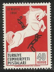 TURKEY 1504, MNH, PRANCING HORSE, BROKEN CHAIN