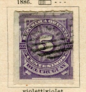 URUGUAY; 1886 early classic rouletted issue fine used 5c. value