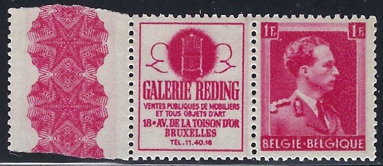 Belgium 311 with ad label l MLH BIN $3.00