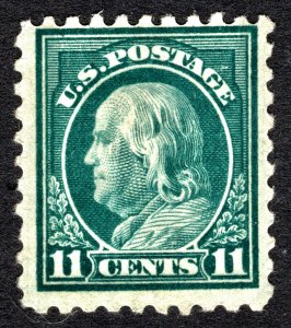 US 1915 11¢ Franklin Stamp 10 perf #434 MH CV $20