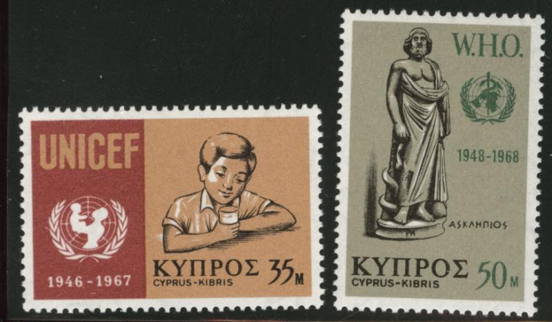 Cyprus Scott 317-318 MNH** 1968 UNICEF WHO set