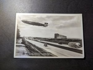 1937 Germany LZ 129 Hindenburg Zeppelin RPPC Postcard Cover Frankfurt to Linz