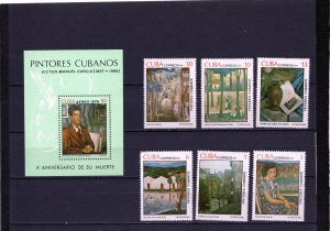 CUBA 1979 ART/PAINTINGS SET OF 6 STAMPS & S/S MNH