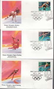 US, 26115a, 2611-2615, WINTER OLYMPICS SET, FLEETWOOD CACHETS