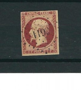 France  21 Y&T 18 1Fr Lake /yellowish Used F/VF App 1859 SCV $2475.00