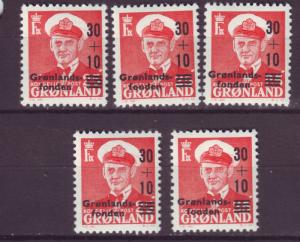 J16609 JLstamps 5 1959 greenland mnh #b2 ovpt,s