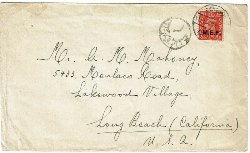 M.E.F. (Libya) 1949 Benghazi cancel on unsealed letter rate cover to the U.S.