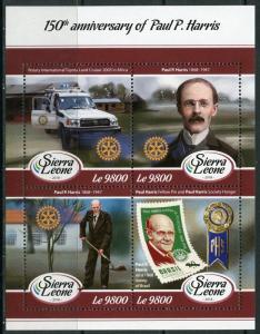 SIERRA LEONE  2017:  150h BIRTH ANN OF PAUL P. HARRIS  ROTARY INT'L SHT  MINT