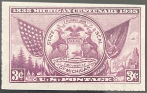 Scott #778c 1936 3¢ Michigan Tercentenary imperforate MNH OG