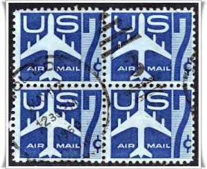 ♦SC#C51 7¢ Jet (Blue) Block of Four (Used)