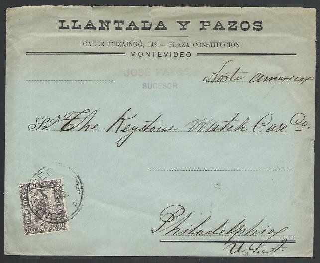 URUGUAY 1905 cover Montevideo to Philadelphia..............................11180