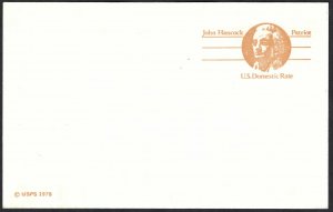 United States #UX74 (10¢) John Hancock Postcard (1978). Domestic Rate. Mint.