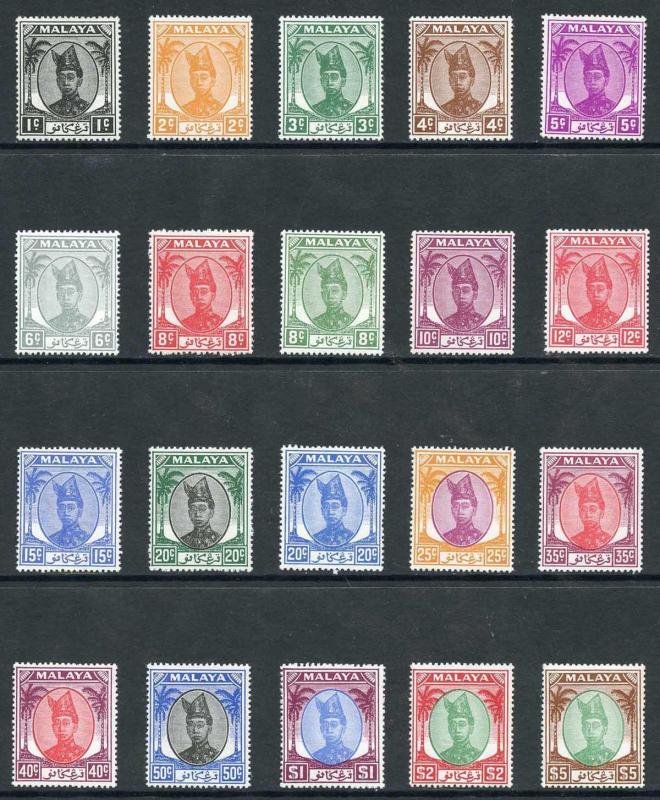 Trengganu SG67/87 1949-55 KGVI Set Wmk Mult Script CA U/M