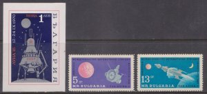 BULGARIA - 1962 & 70 RUSSIAN MOON MISSION / SPACE - 2-STAMPS + 1-MS MNH