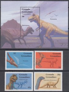 GRENADA GRENADINES Sc #1637-8,41-2,5 MNH PART 1 SET of 4 + S/S - DINOSAURS