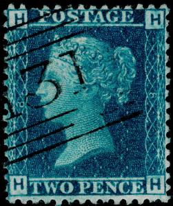 SG45, 2d blue PLATE 8, FINE USED. Cat £40. HH