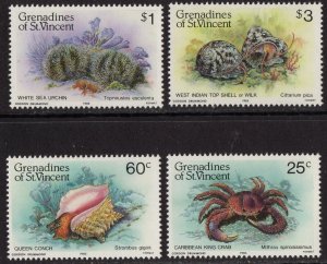 Thematic stamps ST.VINCENT GREN 1985 SHELL FISH 4v mint