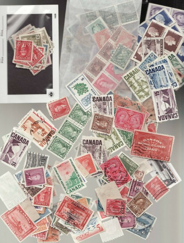 Lot of approx 1000 old Canada used stamps 1900's to mid century -  superfleas 