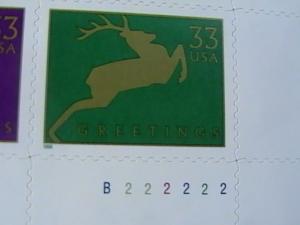 U.S.# 3356-3359-MINT/NEVER HINGED-LR PLATE# BLOCK OF 4(P#222222)-CHRISTMAS--1999