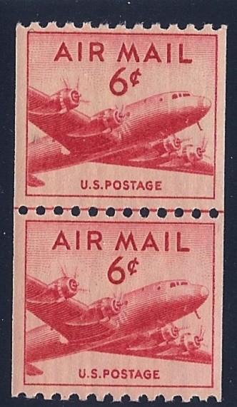 US Airmail C41 Line Pair MNH