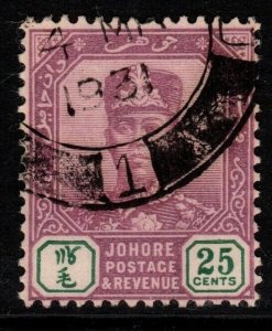 MALAYA JOHORE SG116 1922 25c DULL PURPLE & MYRTLE USED