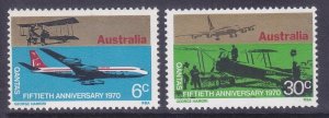 Australia 491-92 MNH 1970 Qantas Australian Overseas Airlines 50th Anniversary