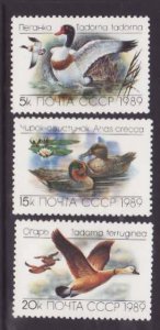 Russia-Sc#5783-5- id7-unused NH set-Birds-Ducks-1989-