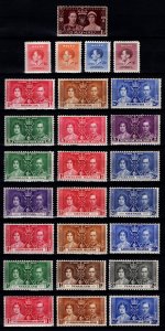 British Commonwealth 1937 George VI Coronation Various Issues [Unused]