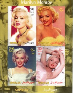 Somalia 2004 MARILYN MONROE Sheetlet (4) IMPERFORATED MNH