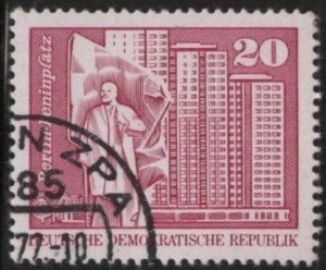 Germany DDR 1433 (used cto) 20pf Lenin Square, Berlin, rose mag (1973)