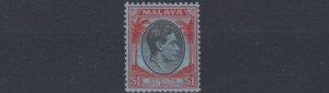 MALAYA  STRAITS SETTLEMENTS  1938 - 41  S G 290  $1  BLACK & RED   MH  