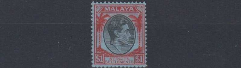 MALAYA  STRAITS SETTLEMENTS  1938 - 41  S G 290  $1  BLACK & RED   MH  