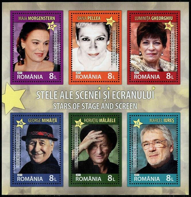 HERRICKSTAMP NEW ISSUES ROMANIA Sc.# 6047b Actors 2017 Souvenir Sheet