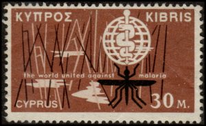 Cyprus 205 - Mint-H - 30m Mosquito / Malaria Eradication (1962) (cv $0.50)