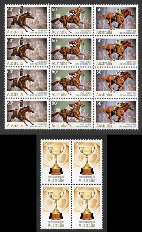 Australia SG3510/1a 2010 150th Melbourne Cup Set in Blocks U/M