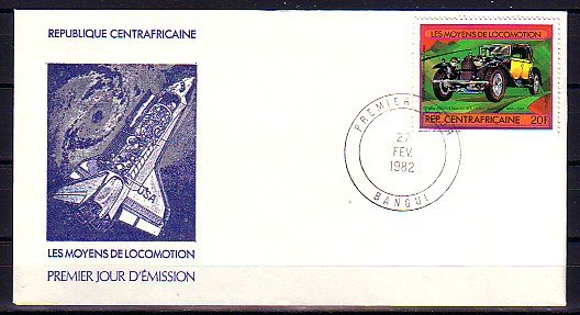 Central Africa, Scott cat. 512 only. Old Automobile value. First Day Cover.