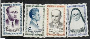 France; Scott 990-993; 1961;  Unused; NH; Complete Set