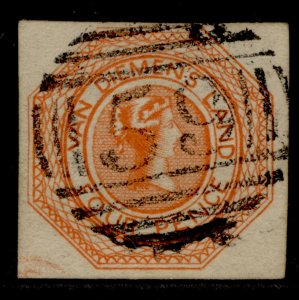 AUSTRALIA - Tasmania QV SG5, 4d bright red-orange, FINE USED. Cat £1000.