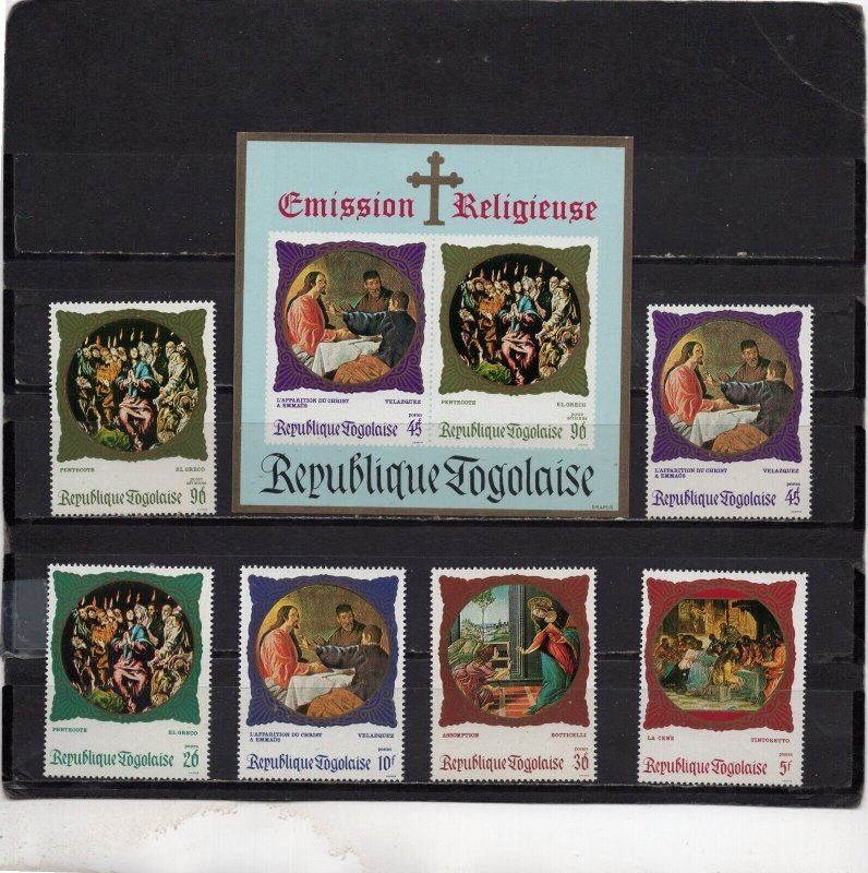 TOGO 1969 CHRISTMAS PAINTINGS SET OF 6 STAMPS & S/S MNH