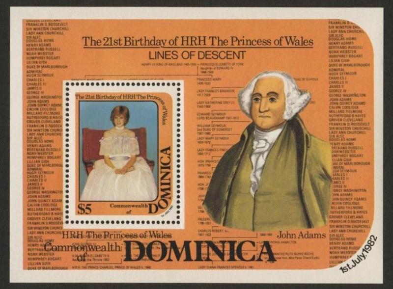 Dominica 776 MNH Brincess Diana 21st Birthday, John Adams