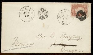 USA 1860s OLYMPIA Oregon Washington Territory to Salem Cover 88551