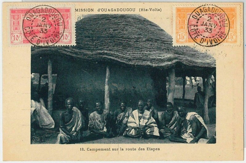 44837 -  AOF  IVORY COAST Côte d'Ivoire - POSTAL HISTORY - Ethnic Postcard 1933