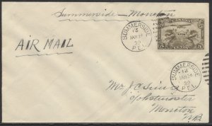 1929 Winter Flight Cover JAN 24 Summerside PEI to Moncton NB, AAMC #2905c