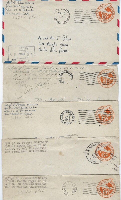 KOREA PHILIPPINES 1940s WWII US ARMY POSTAL SERVICE IN SEOUL & LUZON COLLECTION