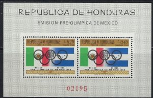 Honduras C435a MNH 1968 Olympics perfed souvenir sheet (an7321)