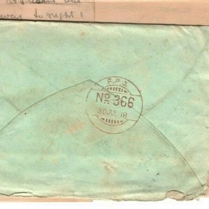 IRAQ WW1 Cover INDIA *FPO 366* Somerset Light Infantry 1918 Soldier Letter MAL19