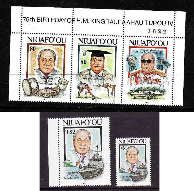 Tonga Niuafo'ou-Sc#160-2- id2-Unused NH set-King Tauta'ahau-75th Birthday-1993-